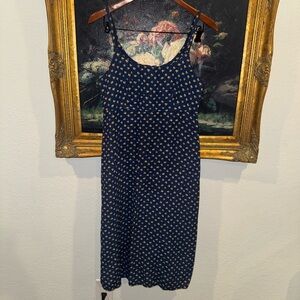 Rabbit Designs Vintage Navy Ditsy Floral 90s Print Midi Slip Dress Size M
